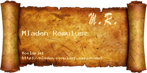 Mladen Romulusz névjegykártya